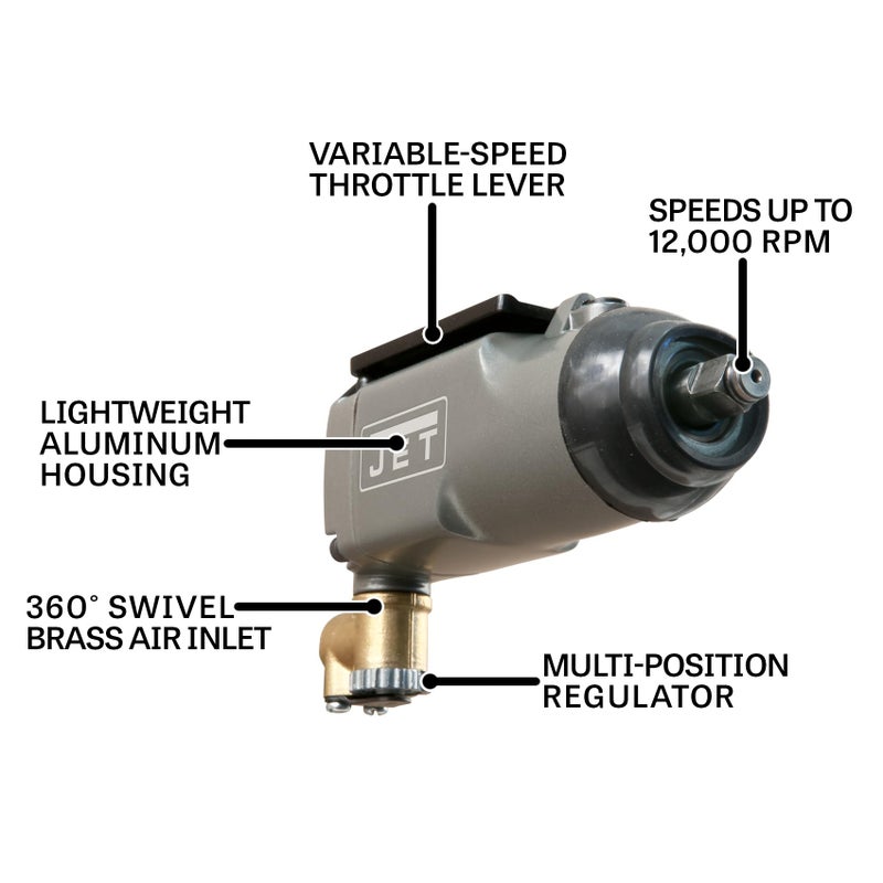 JET 3/8-Inch Butterfly Impact Wrench, 75 ft-lbs, 12000 RPM (Model JAT-100) - Image 2